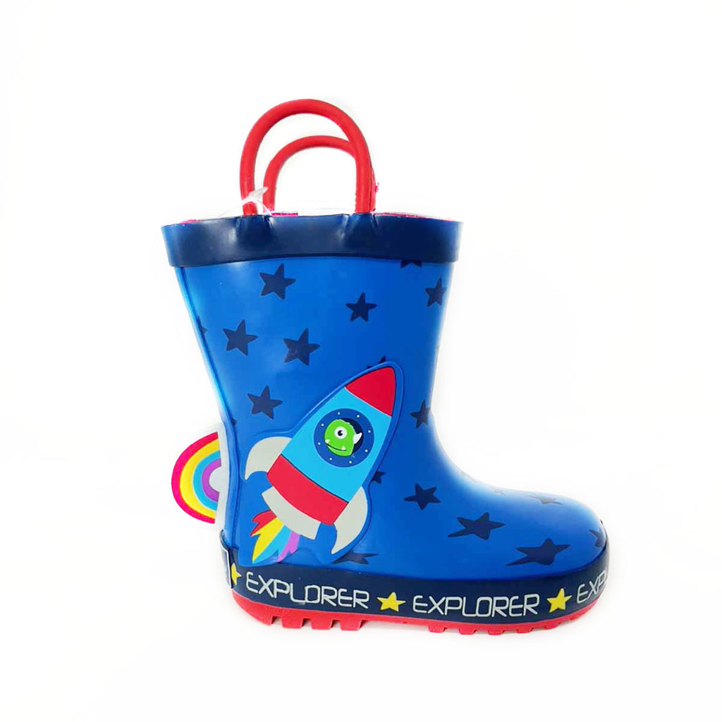 Mr.Tiggle Stivali da Pioggia in Gomma Foderati in Cotone - Razzo Blu unisex  (bambini)