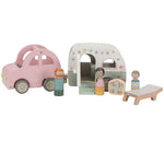 Toy car with caravan gioco della roulotte, in legno di Little Dutch